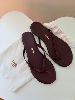 TKEES Women’s Wine Leather Flip Flop Sandals